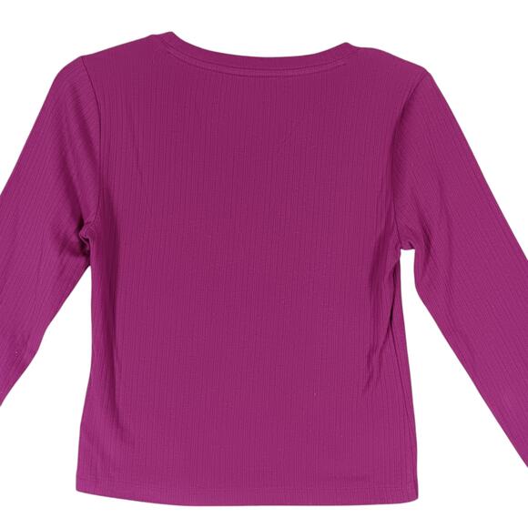 Old Navy Top Size Medium Raspberry Pink Long Sleeve Square Neckline - Picture 3 of 7